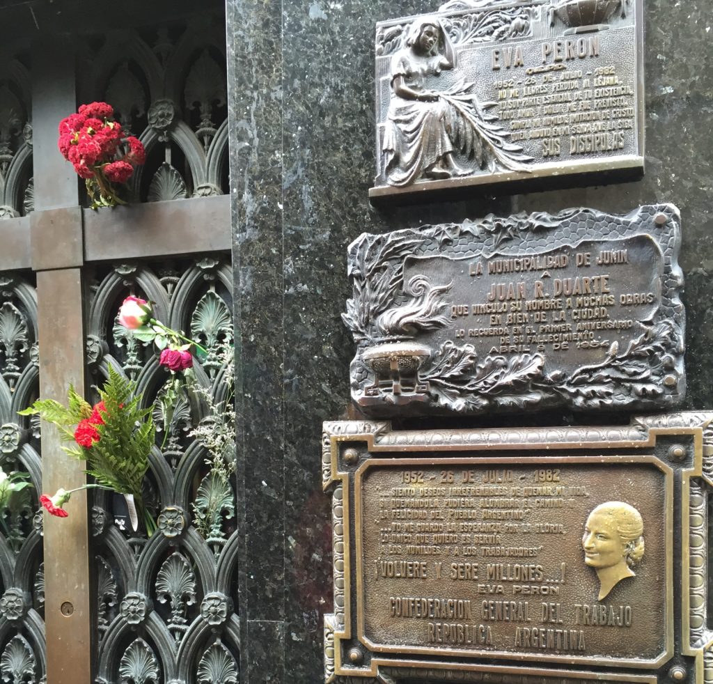 Argentina family holiday. Grave of Eva Peron in La Recoleta. Copyright©2015 reserved to photographer. Contact mapandfamily.com