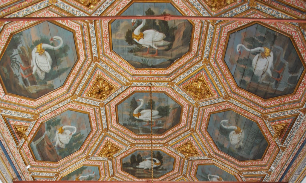 Family holidays in Lisbon. Swans painted on the ceiling of the Royal Palace, Sintra. Copyright©2015 reserved to photographer. Contact mapandfamily.com