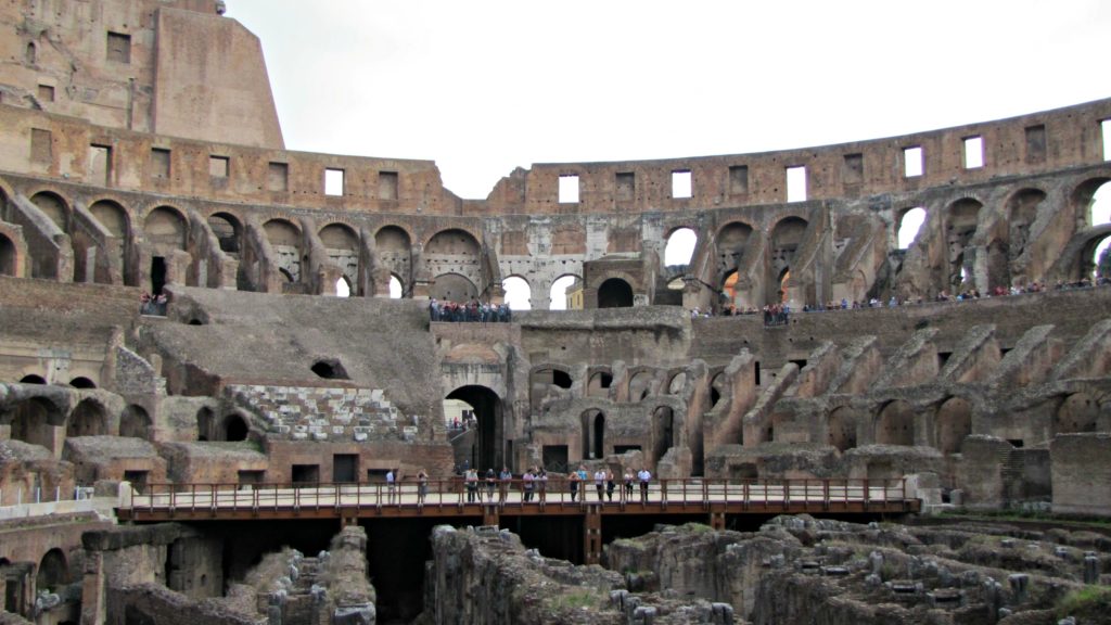Rome in 3 days: inside the Colosseum showing the floor level. Copyright©2016 mapandfamily.com
