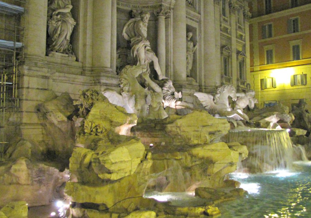 First time in Rome visiting the Trevi fountain at night. Copyright©2016 reserved to photographer mapandfamily.com