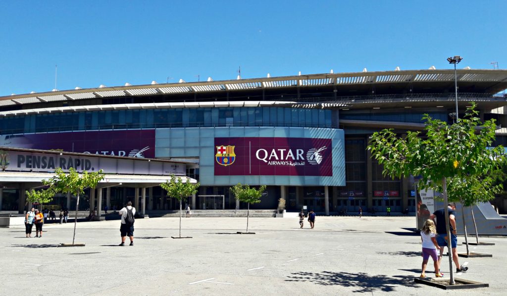 Barcelona stadium tour: outside Camp Nou stadium Copyright©2016 mapandfamily.com