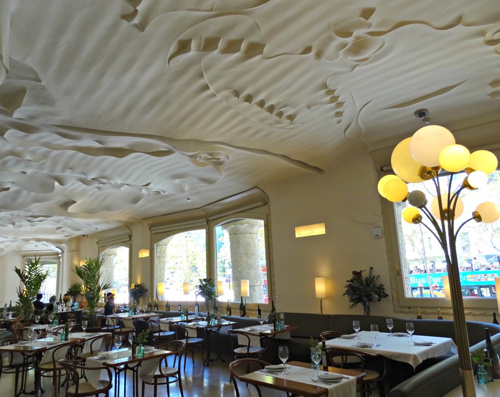 The original Gaudi ceiling in Cafe de la Pedrera. Copyright©2016 mapandfamily.com