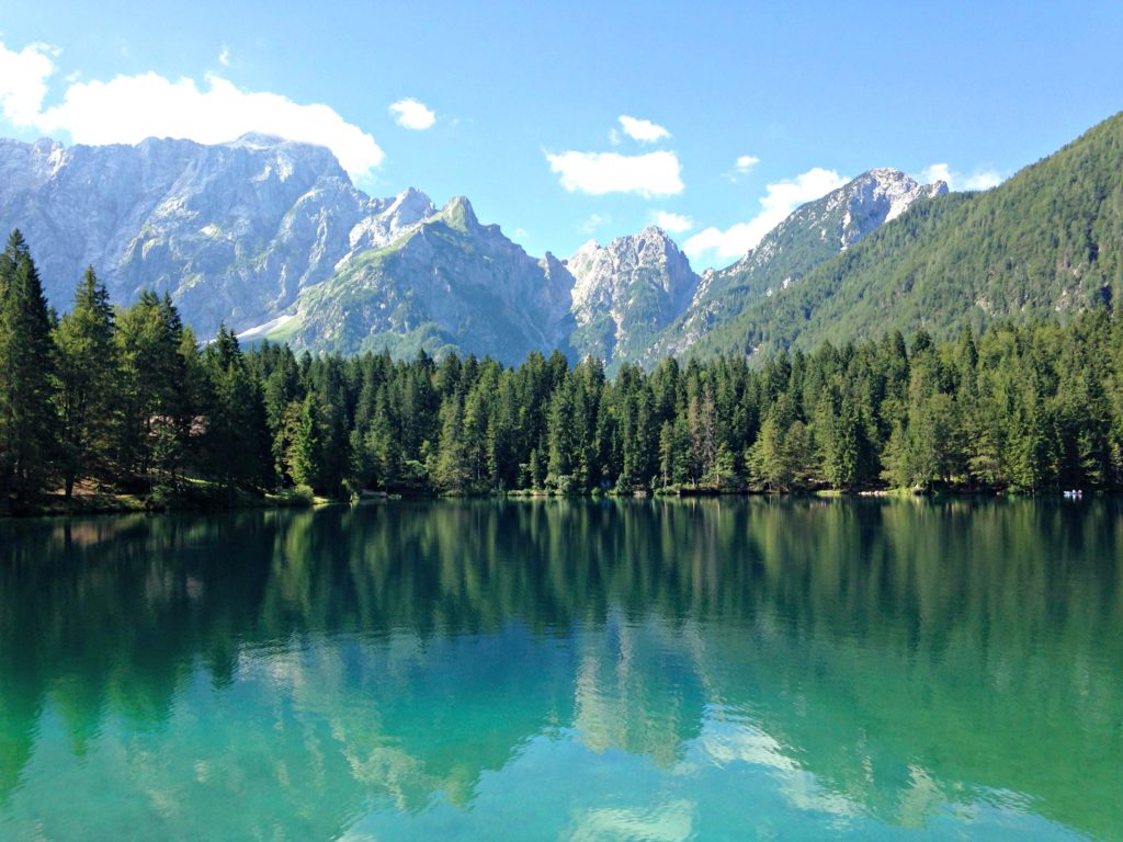 Slovenia with teens, trip to Laghi di Fusine, view of reflections in lake. Copyright©2017 reserved to photographer via mapandfamily.com 