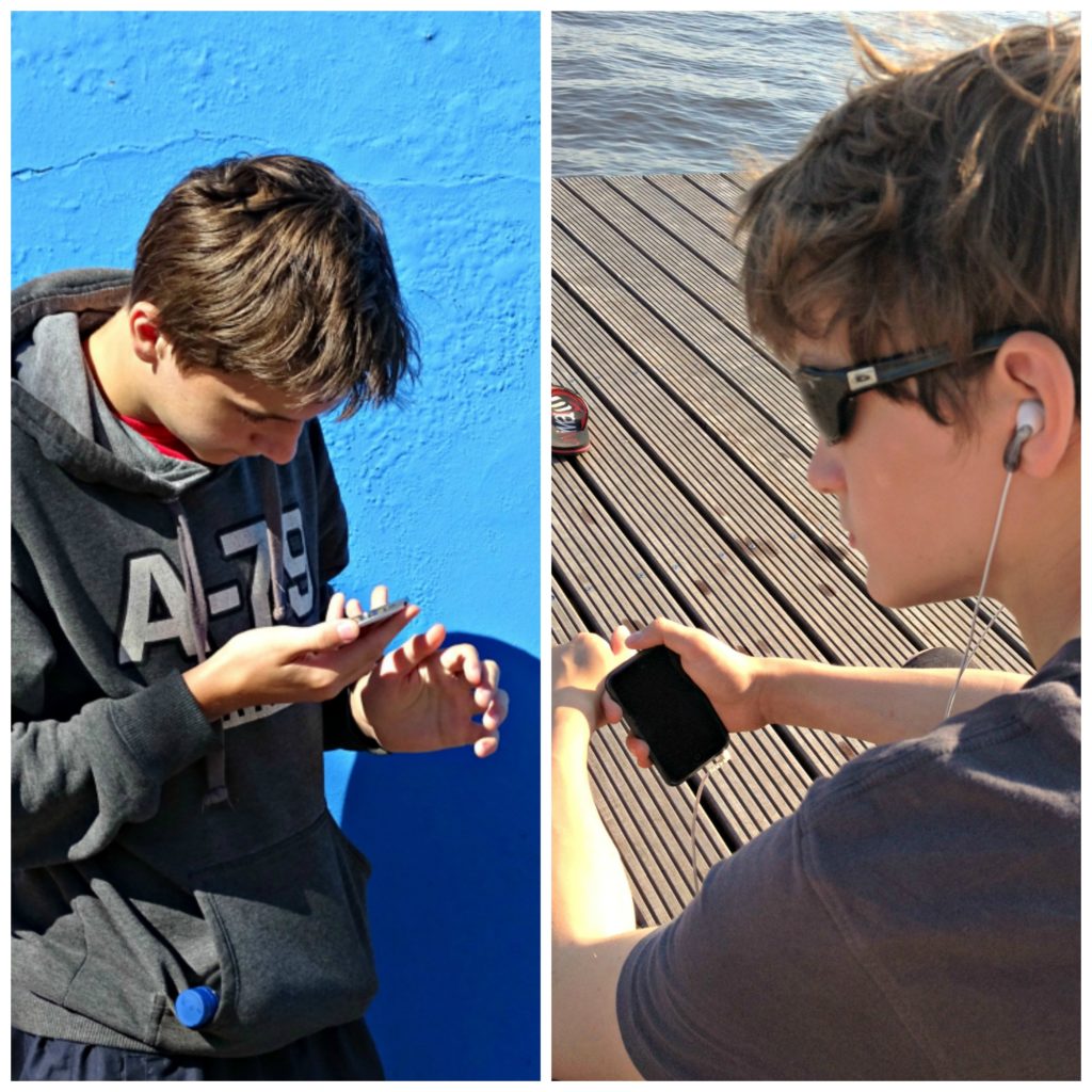 plan a holiday with teenagers: boys with phone and iPod Copyright©2017 reserved to photographer via mapandfamily.com 
