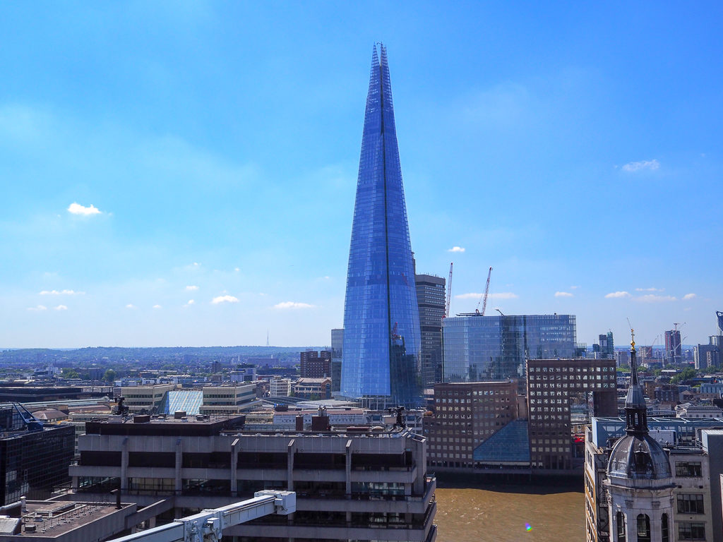 London from above: view of The Shard from the Monument. Copyright ©2018 mapandfamily.com 
