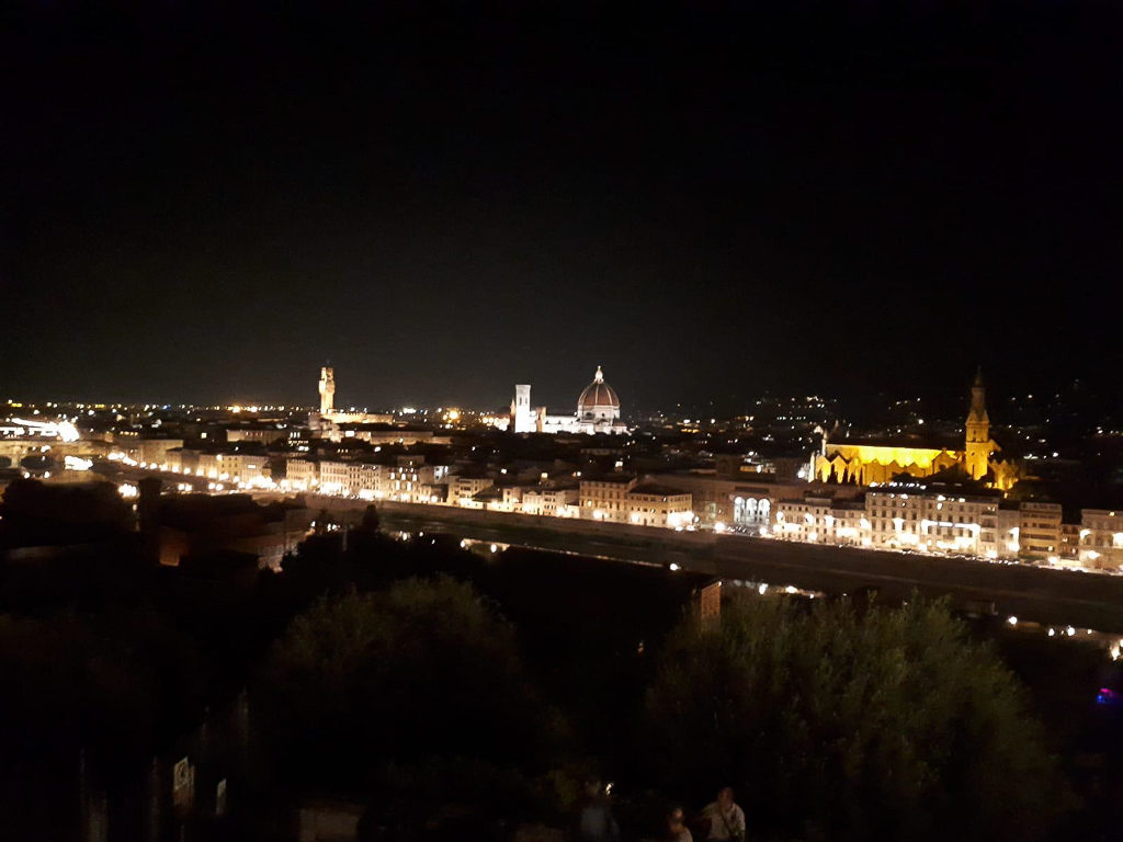 Free views in Florence. Night view from Piazzale Michelangelo. Copyright©2018 mapandfamily.com 