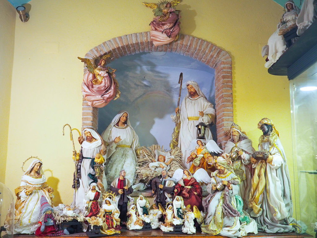 Traditional nativity scene in a shop in Via San Gregorio Armeno in Naples