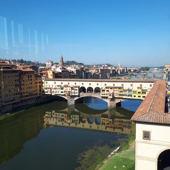 View of Ponte Vecchio from Uffizi. copyright©2018 mapandfamily.com
