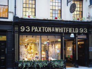 Exterior of Paxton and Whitfield cheese shop in Jermyn Street. Copyright ©2018 mapandfamily.com 