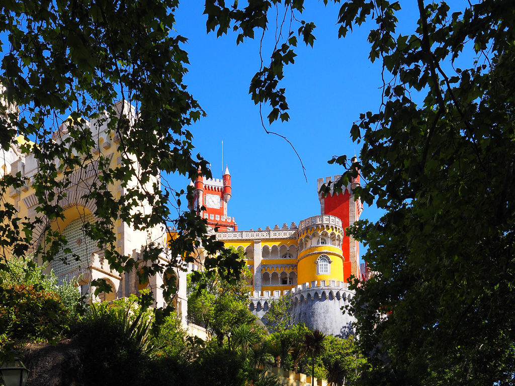 Top things to do in Sintra. Portugal, visiting the park and terraces of colourful Pena Palace. Copyright@2025 NancyRoberts