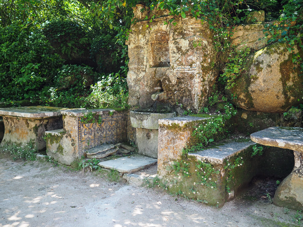 A spring and stone seating in the Capuchos Convent, Sintra. Copyright@2025 NancyRoberts