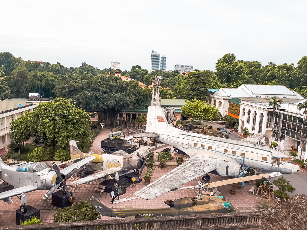 3 weeks in Vietnam. Military planes and equipment on display outside a museum. Copyright ©2019 mapandfamily.com 