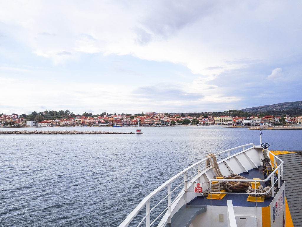 Things to do in Kefalonia. View from ferry arriving into the port of Lixouri. Copyright ©2019 mapandfamily.com 