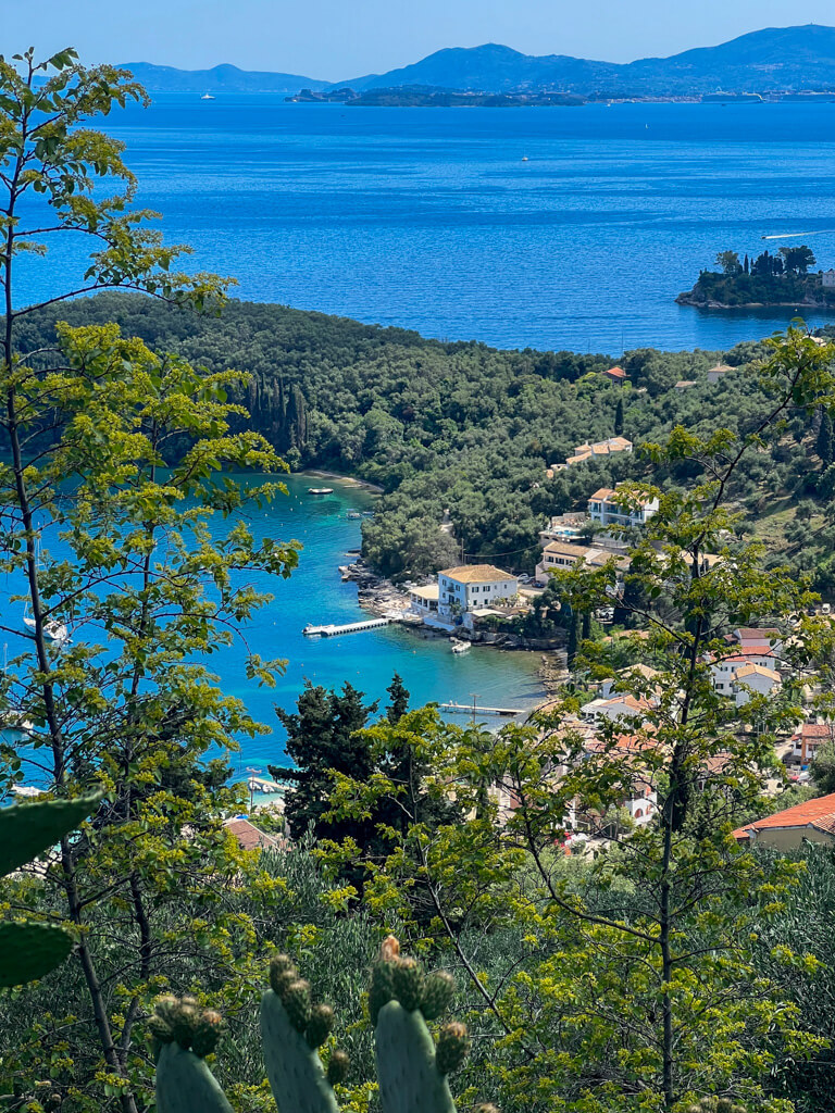 View of Kalami from Villa Bliss showing The White House and its jetty on the bay. Copyright@2025 NancyRoberts