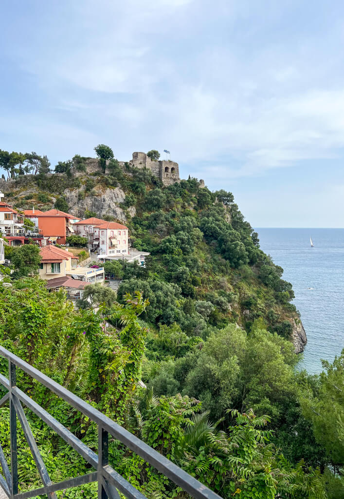 Parga's Venetian castle on the hillside above the town. Copyright@2025 NancyRoberts